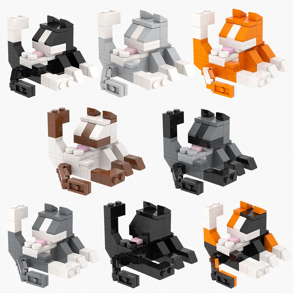 MOOXI Serie Animali 62 Pezzi MOC Mattoncini Figure Gatto Blocchi da Costruzione DIY Giocattoli Educativi per Bambini Regalo di Compleanno per Bambini MOC3042-3045