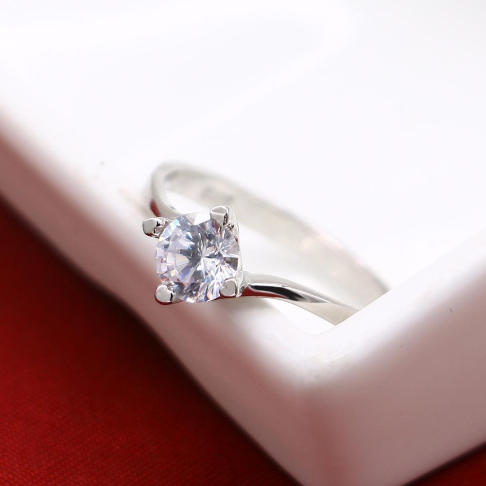 Imitation Diamond Ring Women'S Temperament Thick Rhodium Gold Plated 5A Zircon Ring Simple Ring Gift