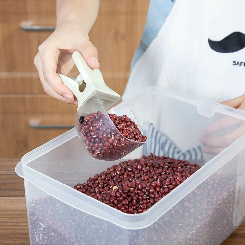 Household 2 in 1 Creative Duck Shape Plastic Shovel Handled Spoon With Bag Clip Food Sealing Clip Kitchen Accessories