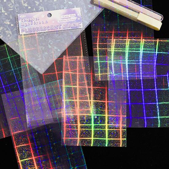 6 Blatt Irisierender Traum Holografischer Aufkleber für Journale Wasserdichte Scrapbooking-Aufkleber Transparenter Untergrund für Collage Versiegelung Dekoration