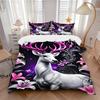 3pcs Fantasy Deer Bedding Set - 1 Duvet Cover + 2 Pillowcases(Core Not Included), Machine Washable Polyester Yy251216187