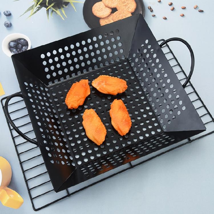 BBQ-Grillschale mit perforiertem Boden für Kochgeschirr Camping Fisch Gemüse Garnelen