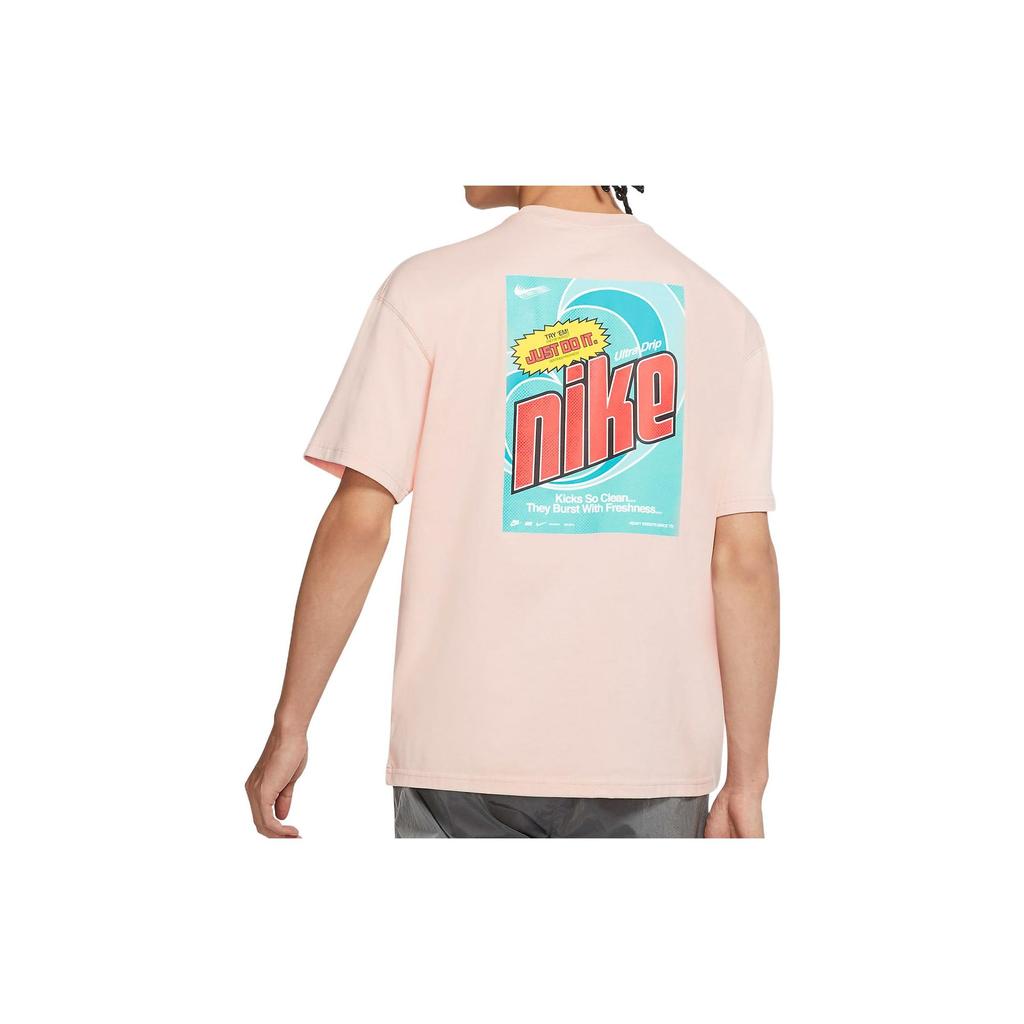 Nike T Shirts Men's Pink Crew Neck Moderate Straight Fit DM2198-601