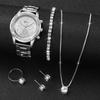 iF ME 6PCS/Set Women's Watch Fashion Steel Band Analog Quartz Watches Jewelry Set Suitable Gifts for Family and Friends (Without Box)