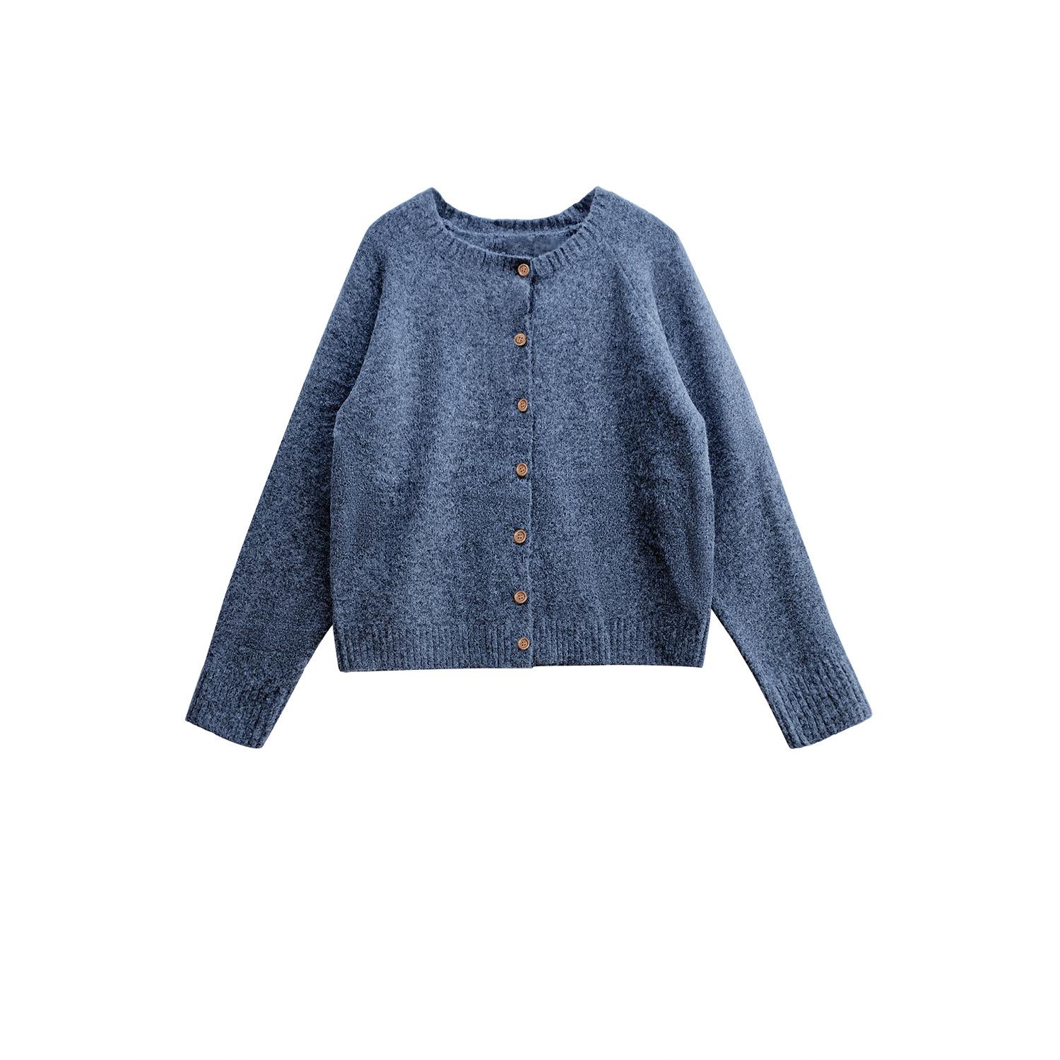 

Korean Style Plus Size Loose Knit Cardigan - Women s Solid Color Round Neck Casual Spring Sweater. 2XL (70-85 kg) темно-серого