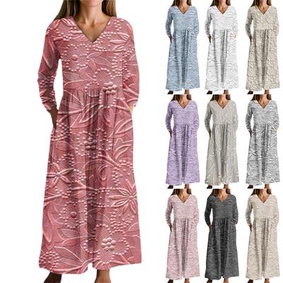Rochie de Modă pentru Femei Primăvară Decolteu în V Rochie cu Mânecă Lungă