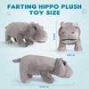 Hippo Farting Plush Toy with 30 Fart Sound Effects, Funny Stuffed Animal Gift for Kids and Adults