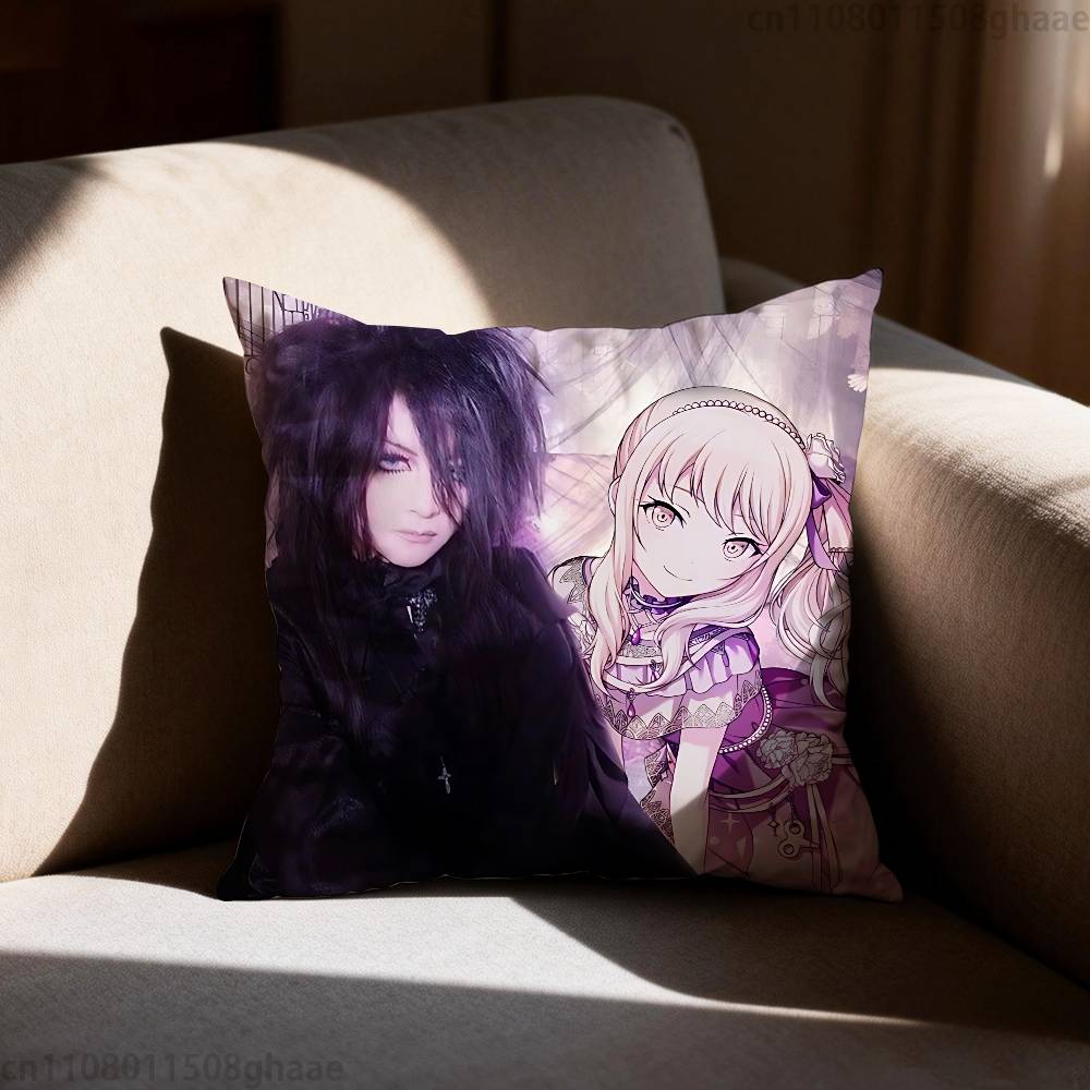 Malice Mizer Visual Kei Rock Pillow Case Antidustmite Pillowcase Invisible zipper silky short plush Sofa cushion cover