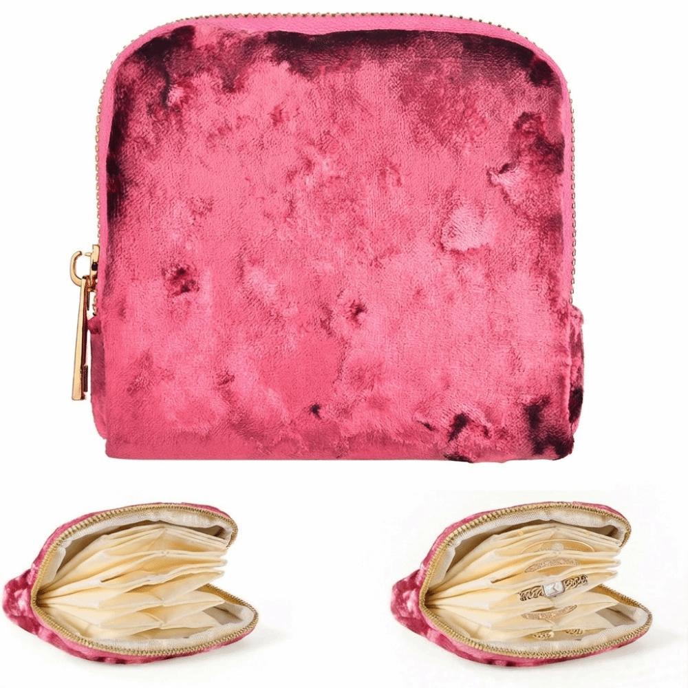 

Professional Anti-Scratch Travel Jewelry Case Velvet Small Rings Bracelets Storage Bag Soft Compact Jewelry Organizer Gift розовый