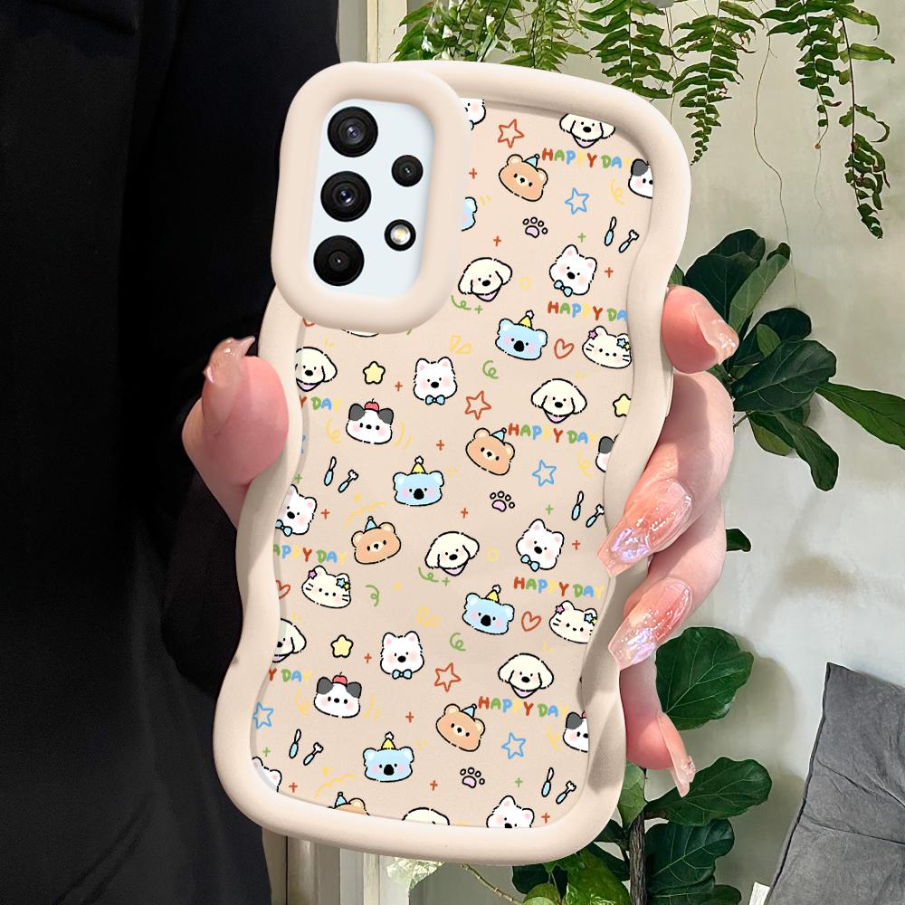 

Окрашенный узор Big Wave Edge Мягкий силиконовый материал Macaron чехол для телефона противоударный защитный резиновый чехол для Samsung Xiaomi Poco Redmi Xiaomi Poco C55 белый