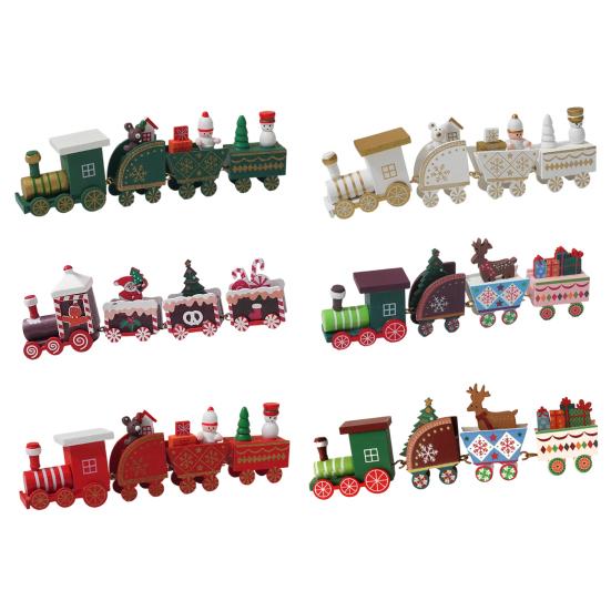 Julepynt Tog Tre Festlig Mini Tog Ornament Julepynt Tog Midtpunkt for Peishylle Spisebord Godt Nyttår Gave