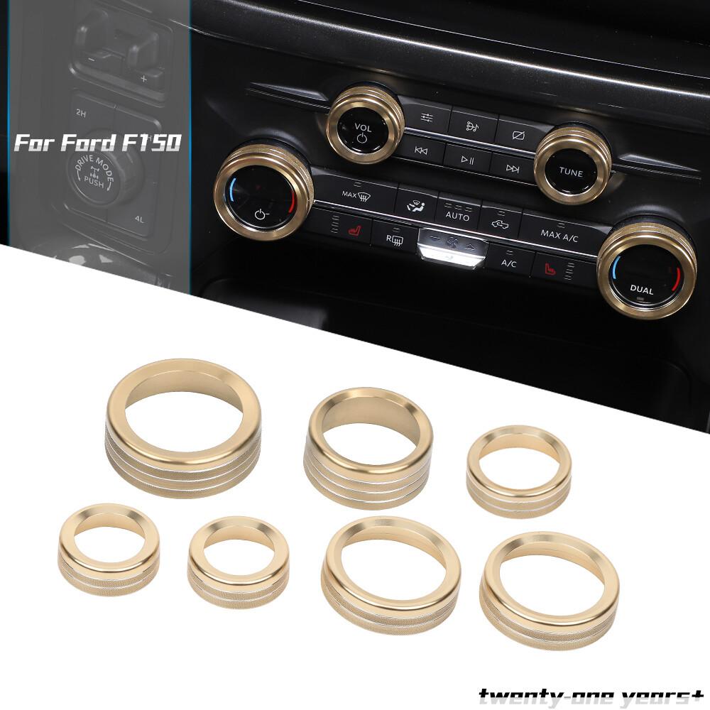 Air Condition Headlight 4WD Trailer Switch Knob Trim Ring For Ford F150 21+ Gold