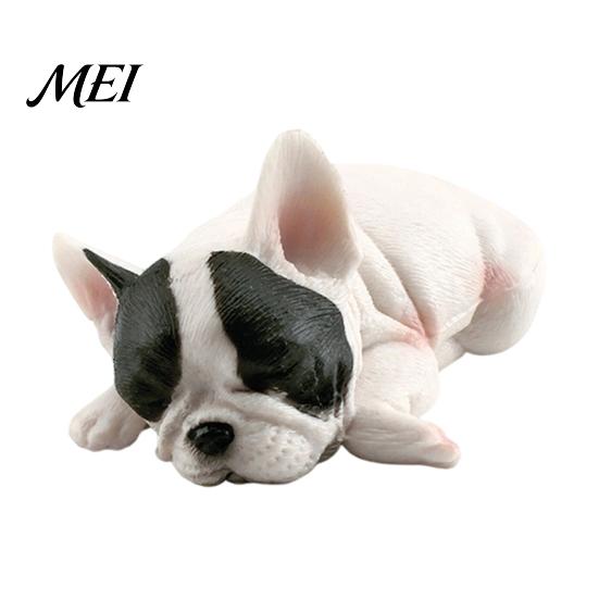 Decorative Dog Statue Simulated Sleeping Model, Realistic Lying French Bulldog Figurine, Mini Handcrafted Figurine PVC Animal Educational Toy