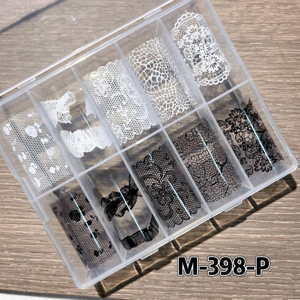Lace Design Nail Foils Stripe Pattern Black White Nail Art Stickers Sequin Effect Leopard Print Nail Decals Nail Decoration