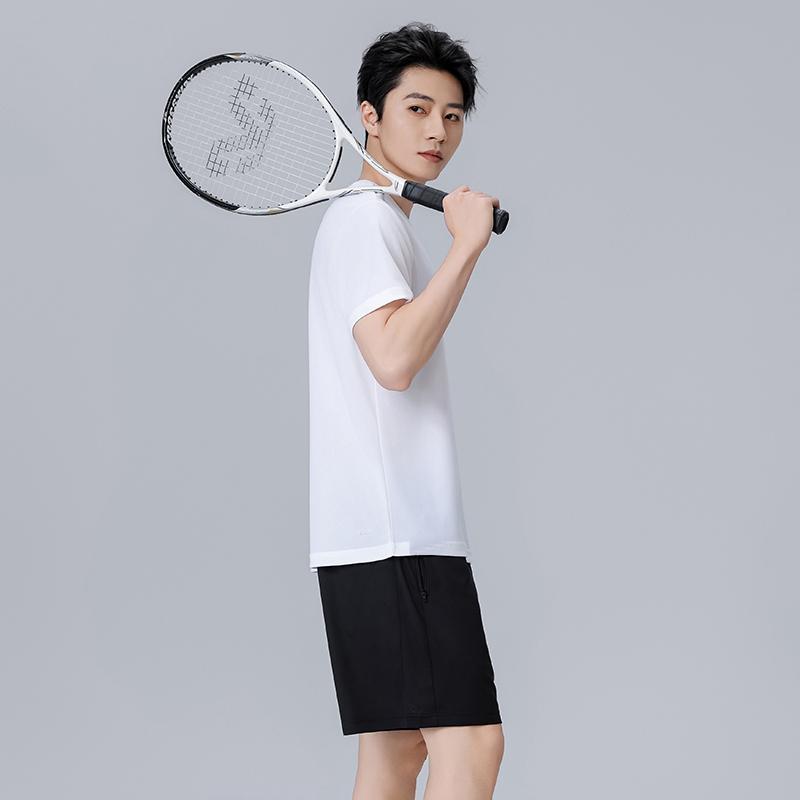 Li Ning Logo Print Round Neck Drop Shoulder Loose Short Sleeve Elastic Waist Shorts Casual Sports Set Men Sets AHSU977-2+AAPU225-1