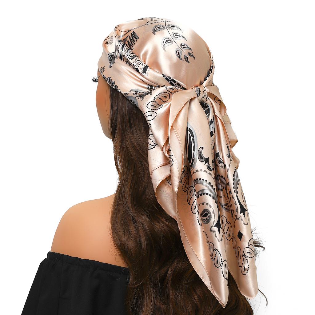 Silk Scarves Women Luxury Brand Summer Fashion Designer Head/Hair Scarf 90*90cm Hijab Bandana Cheveux Foulard Femme 90X90CM
