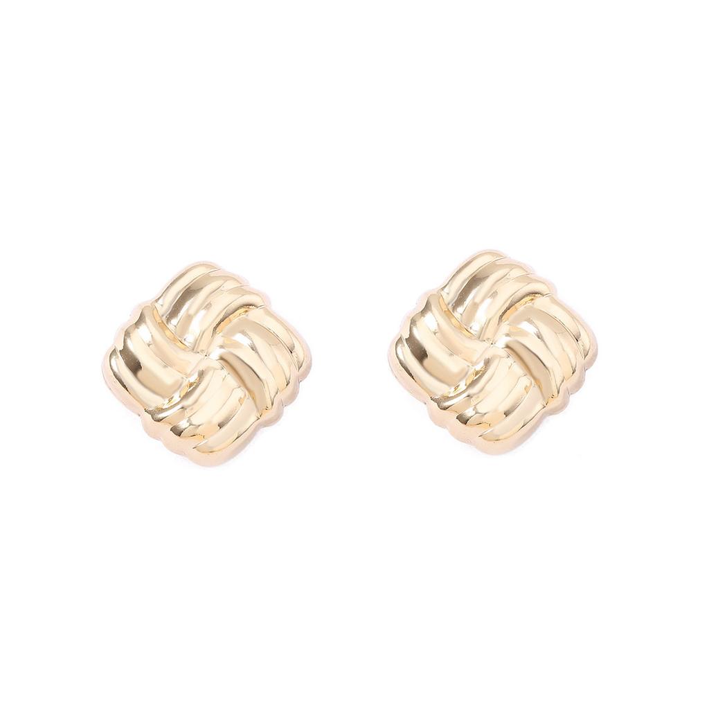 European and American retro high-end twist field grid design stud earrings, niche simple and versatile style