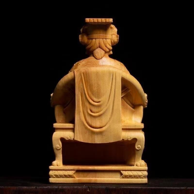 Natural Boxwood Chinese Goddess Mazu Statue Traditional Culture Mazu  Wooden Carvings Sea Goddess Home Room Decoration Figurines