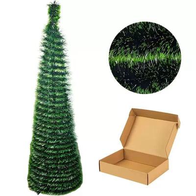 Christmas Tree With Green Leaves, Foldable Woolen Strips, Scalable Tree, Spiral Tree, Christmas Decorative Ornaments 150cm