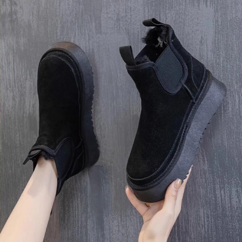 Thick Soled Snow Boots Winter Warm Women Boot Velvet Comfort Ankle Boot Trendy Simple Daily Women Shoes Versatile Winter Boots