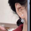 Luxury Zircon Snowflake Pearl Earrings - Two-Way Wear, Exquisite Studs for a Sweet, Sophisticated Look.