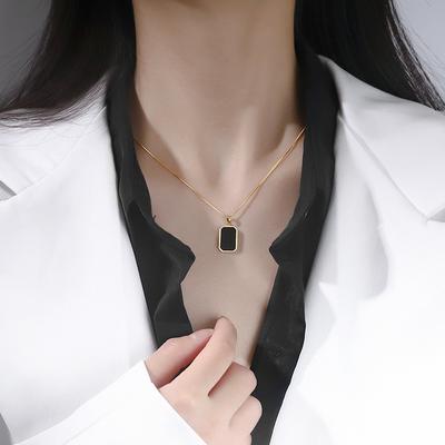 Sweater, Light Luxury Small Square Brand Necklace, Women's Niche Design, Hanging Decoration, Women's Simple Collarbone Chain