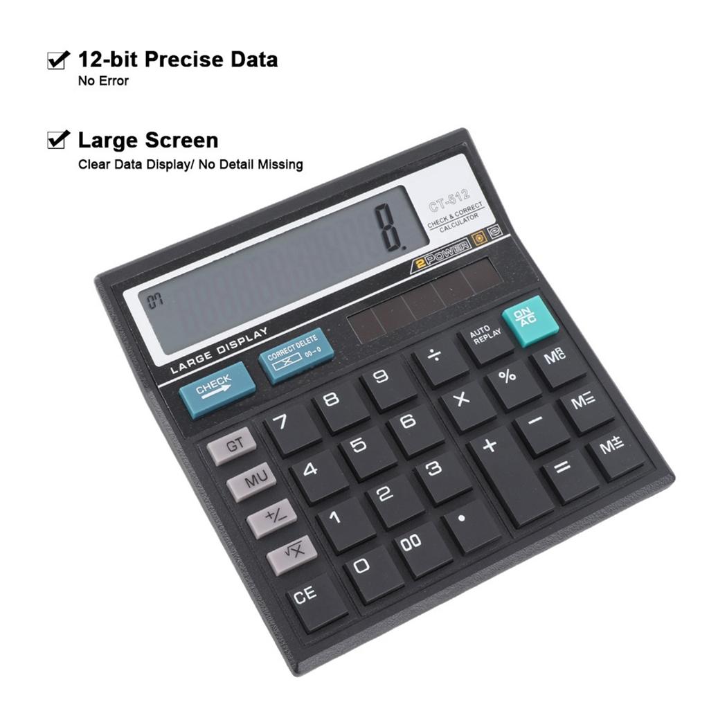 12 Bit Scientific Calculator Former Data Check Solar Calculator 12-bit Large Screen  Data Solar Scientific Calculator