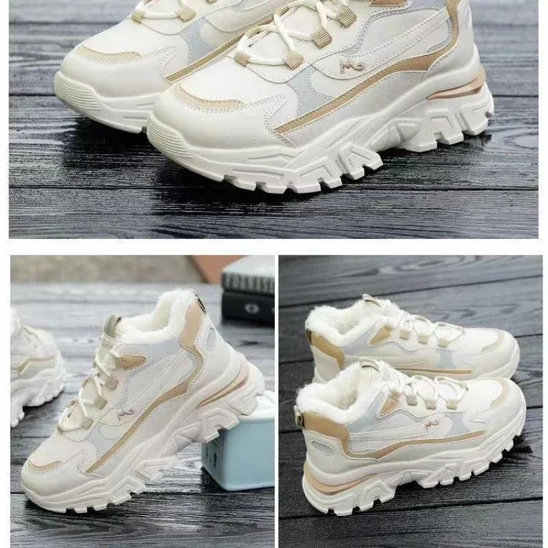 Winter Women's Shoes Platform Cotton Shoes Women's Lace-up Casual Sports Shoes and Ankle Boots Running Shoes Warm Snow Boots