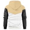Winter Men's Fleece-Lined Hooded Sweatshirt Fashionable Patchwork Hooded Sweatshirt Casual Sports Sweatshirt Pullover Sweatshirt