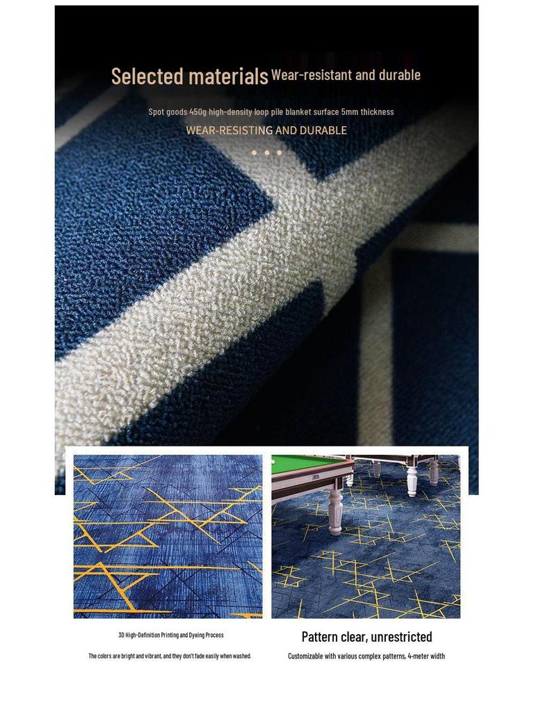 Billiard Room Nylon Carpet: Fireproof, Printed, Large Area, Wall-to-Wall for Halls & Clubs