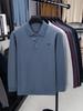 Men's Autumn Turn-Down Collar Long Sleeve Polo Shirt - Solid Color Embroidered & Loose Fit