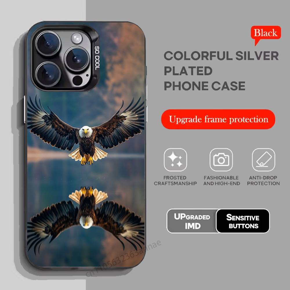 Eagle Cool Animal Phone Case For iPhone 17,16,15,14,13,12,11,Pro,Max,Plus,Mini,X,XS,XR,8,S,SE Soft Black Case