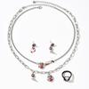 Halloween Horror Dark Wind Necklace Stud Earring Set Personality Trend Vampire Bloody Drip Oil Ring Accessories Female
