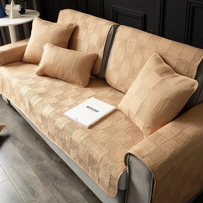 

Мягкий высококачественный блочный коврик для дивана, всесезонный универсальный противоскользящий чехол для дивана, чехол для гостиной, сетки для полотенец, простая подушка 70x70cm