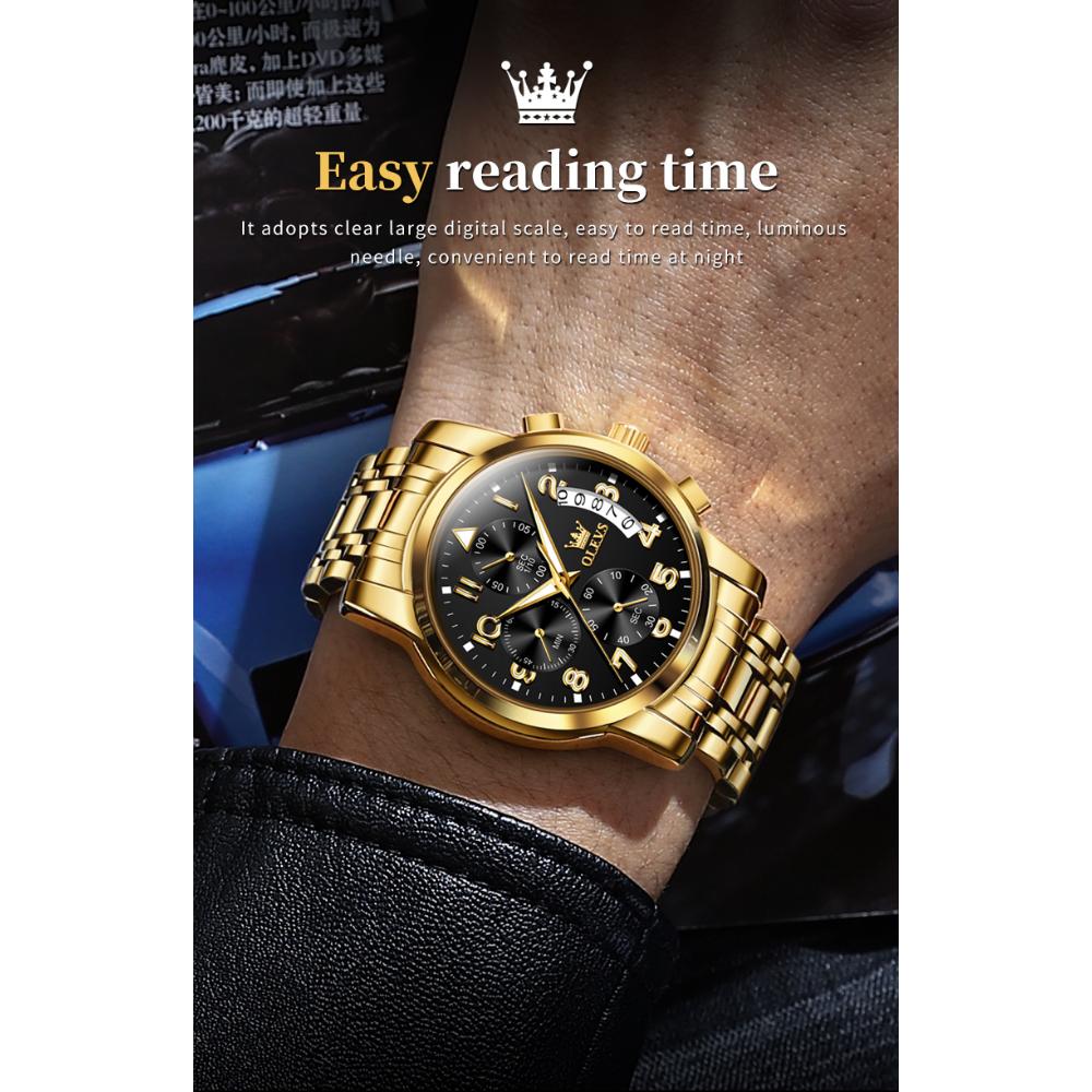 OLEVS New Business and Leisure Watch Multifunction Chronograph with Calendar Quartz Watch Waterproof Luminous Men's Watch