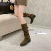 Really soft leather~ Mailladne heightening boots women's 2025 autumn and winter new pleated stacking boots tall boots