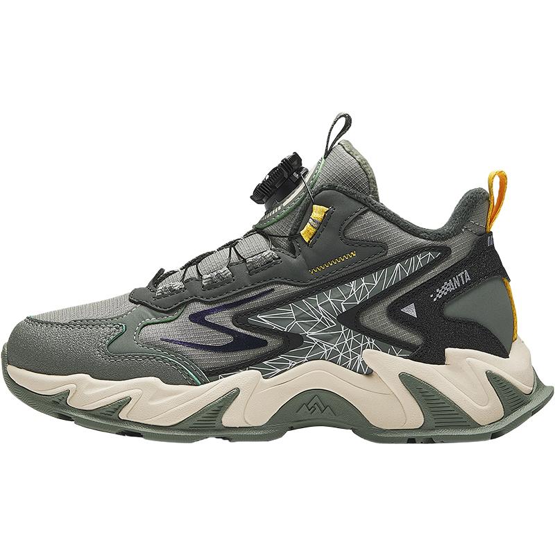 Anta Kids Trendy Fashion Thickened Non-Slip Wear-Resistant Low-Top Casual Shoes Kids Casual Shoes Green Black A12446933-3