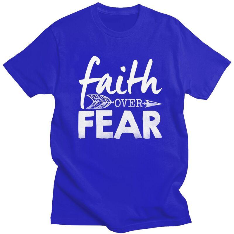 Custom Faith Over Fear Christian Arrow T Shirts Men Pure Cotton Tee Tops Tshirt Tshirt Clothes