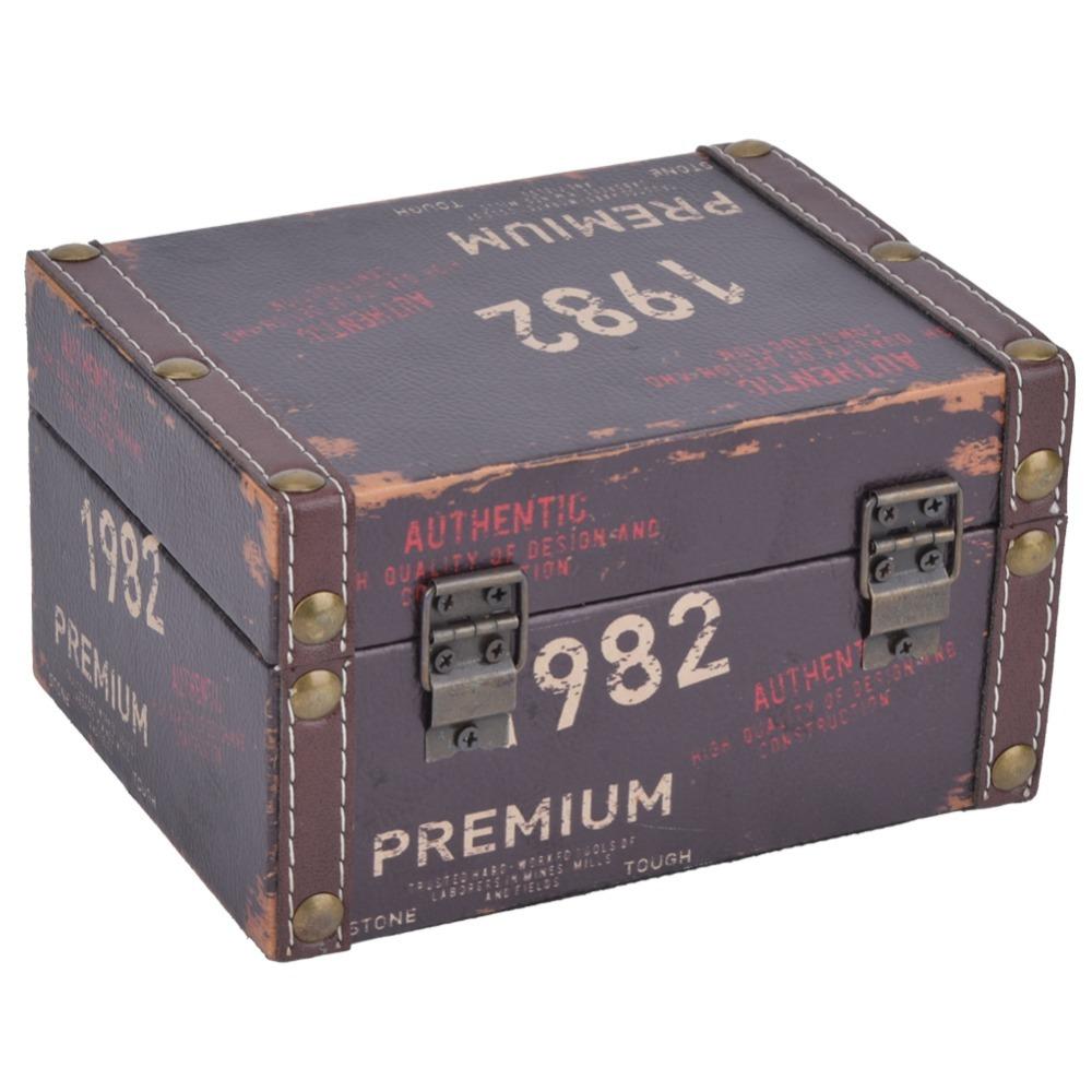 Wood Wooden Storage Box Desktop Size Decorative Storage Box Treasure Chest Box For Photo Prop