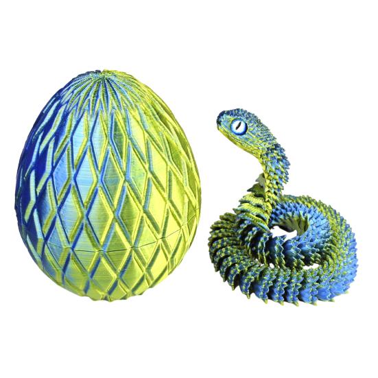 

Snake Egg with 3D Printed Snake Inside Movable Joints Snake Figurine Articulated Snake Desk Fidget Toy Decoration Ornament F
