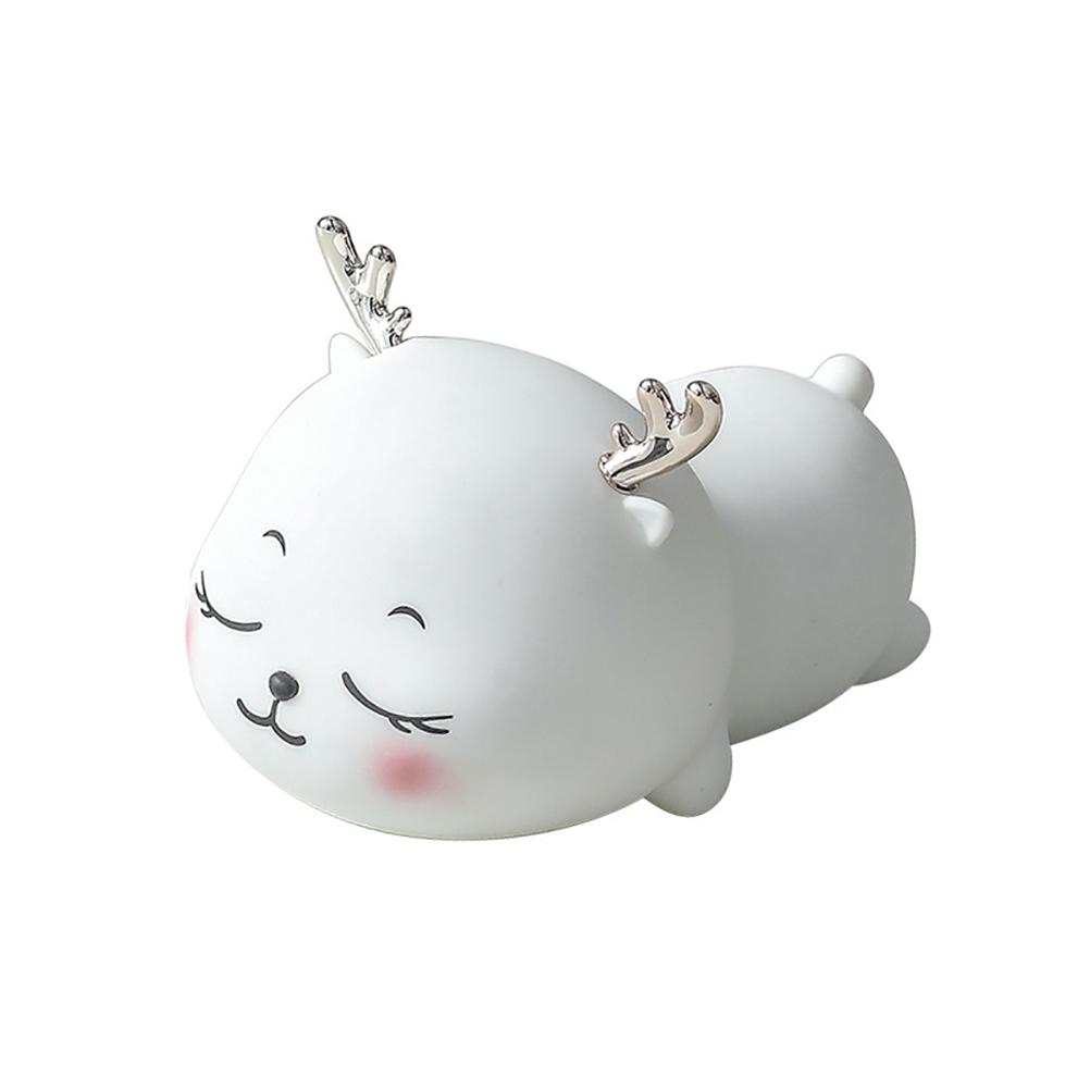 Cute Pet Deer Silicone Night Light USB Charging Pat Night Light Smart Timing Sleeping Bedroom Bedside Light Gift