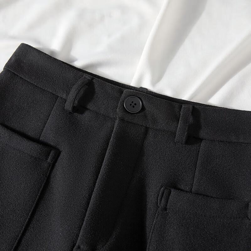 Women's Wool Blend Spliced High-Waist Wide-Leg Trousers