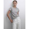 MD Women Clothes American Casual Retro Style Striped Cotton Round Neck Short Sleeve T-shirt Top Female 06206545700