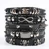 1 Mode-Armband Wikinger-Armband Für Männer Handgelenk-Armbänder Geflochtenes Totenkopf-Hand-Schmuckstück Verstellbares Leder-Set-Armband Für Leder