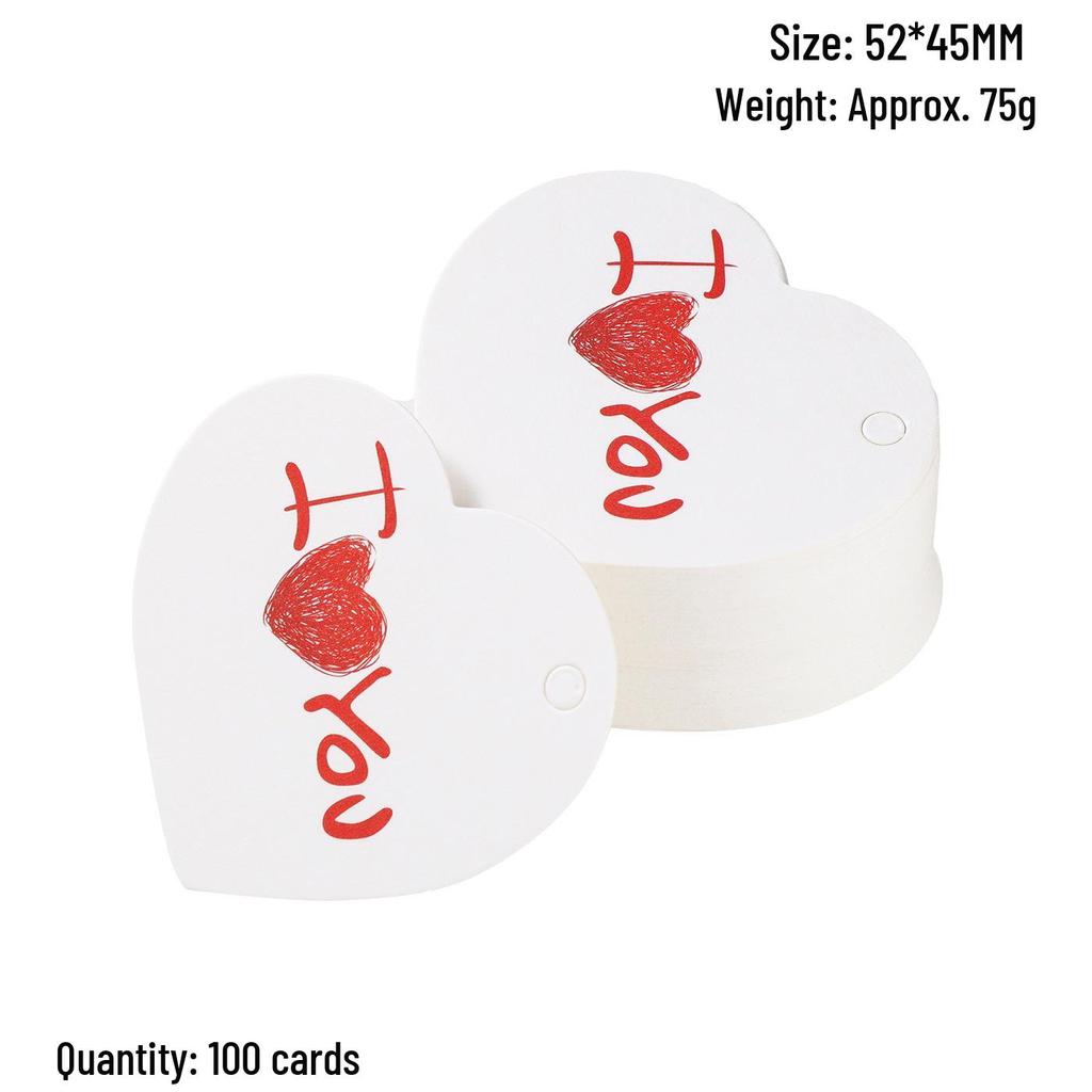 Heart-Shaped Cowhide Paper Blank Tag - Valentine's Day Red Label