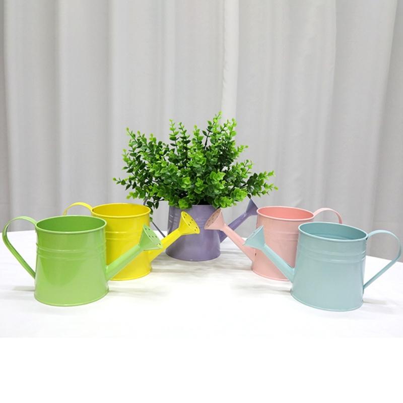 Vintage Iron Watering Can Planter Convenient Metal Container Perfect As a Flower Pots or Office Decoration
