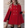 Mantello da Donna in Lana, Giacca a Mantello di Media Lunghezza Doppiopetto, Elegante Cappotto Lento Sottile di Alta Qualità, Capospalla Caldo da Donna