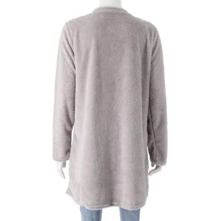 Warm Winter Hoodie Jacket Stylish Women Mid-length Fleece Shearling Thickened Solid Color Pocket Outwear