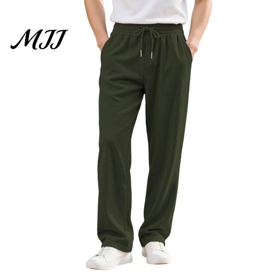 Wide Leg Mens Casual Trousers Men Corduroy Baggy Sweatpants, Drawstring Waist Straight Joggers, Pants Solid Color Athletic for Jogging Gym Workout