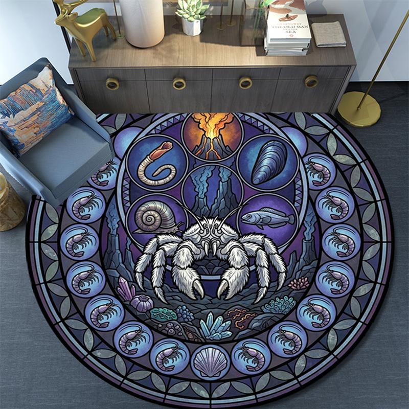 Oceanic Glass Mystery Round Area Rug Under Office Chairs Bedroom Living Room Home Decor